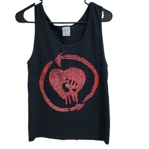 Mens Tank Top Size Small Heart Fist Black Sleeveless Graphic Tee T-Shirt Gildan